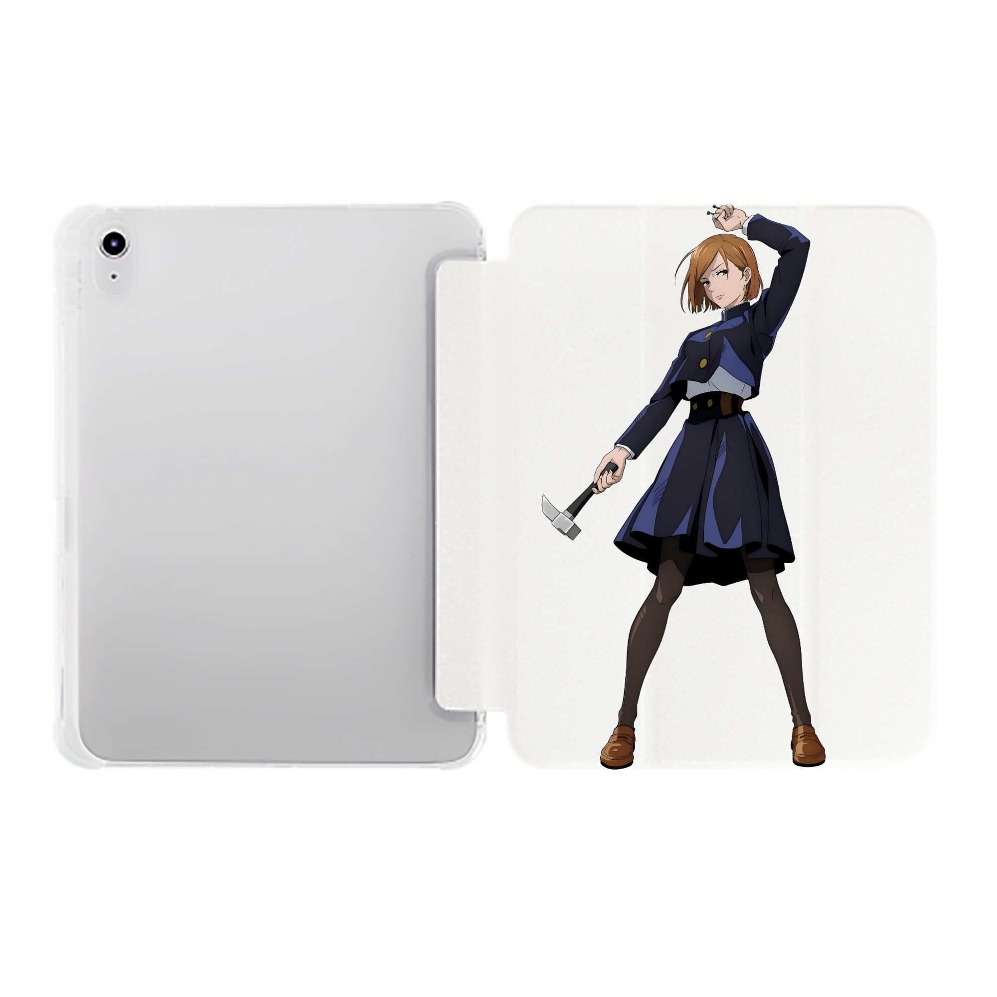 （画像用） 呪術廻戦 Jujutsu Kaisen IPad ケース ペン収納付き 三つ折りスタンド PUレザー×シリコン 対応機種9.5/10.5/10.9インチ
